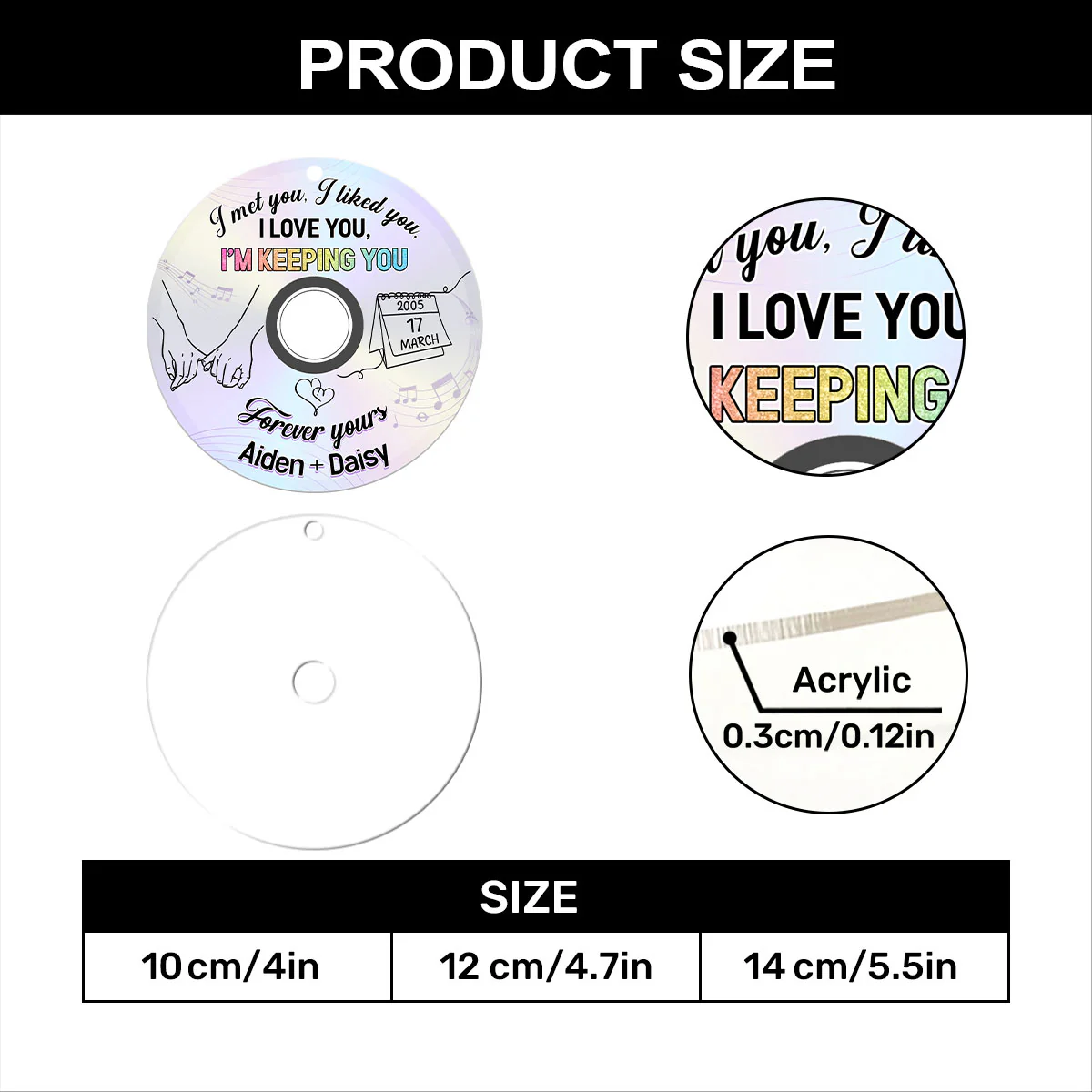 Love You Forever - Personalized 1-Layer Acrylic Ornament - Image 7