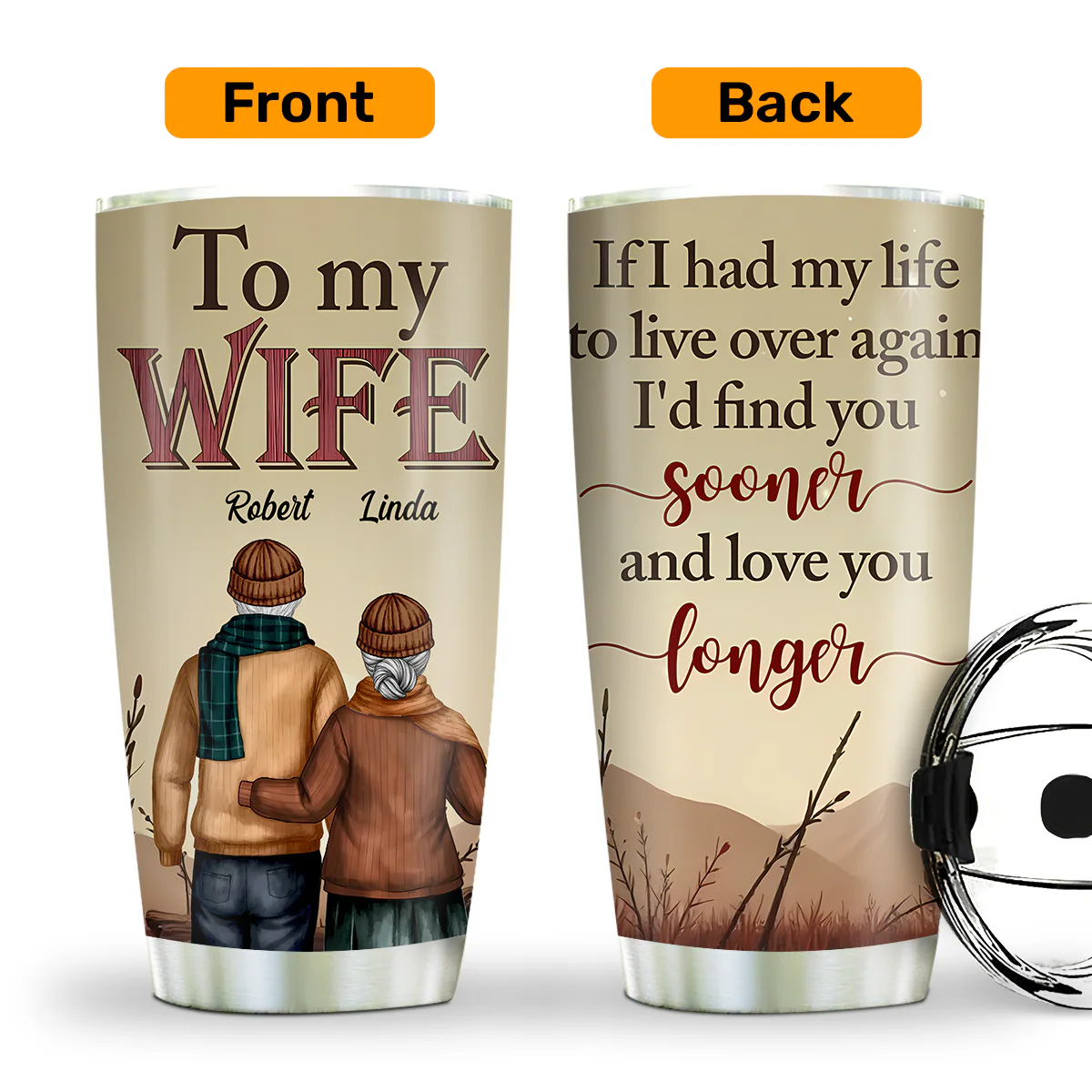 Love You Longer - Personalized Stainless Steel Tumbler - Image 2