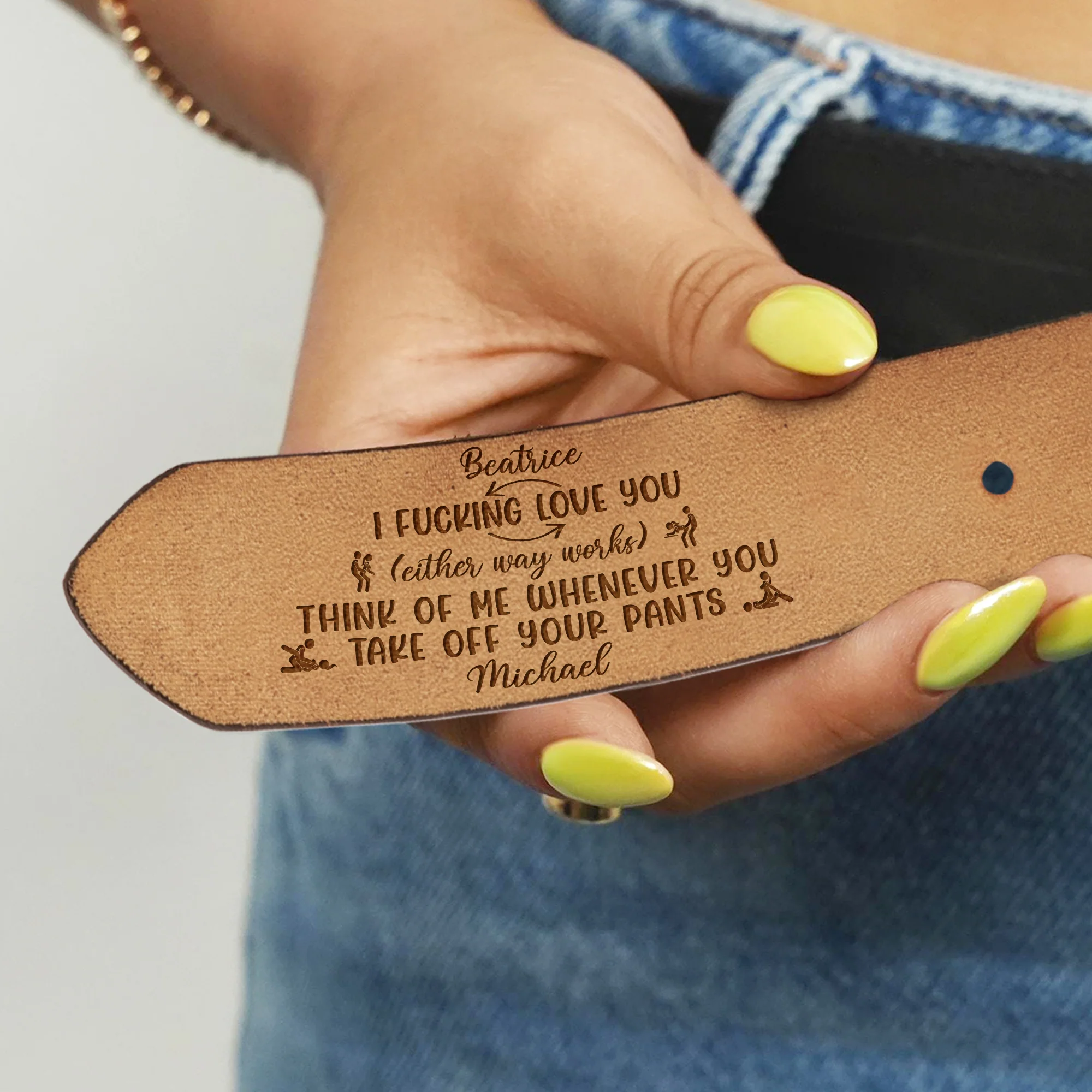 Love You - Personalized Woman Leather Belt - Image 3