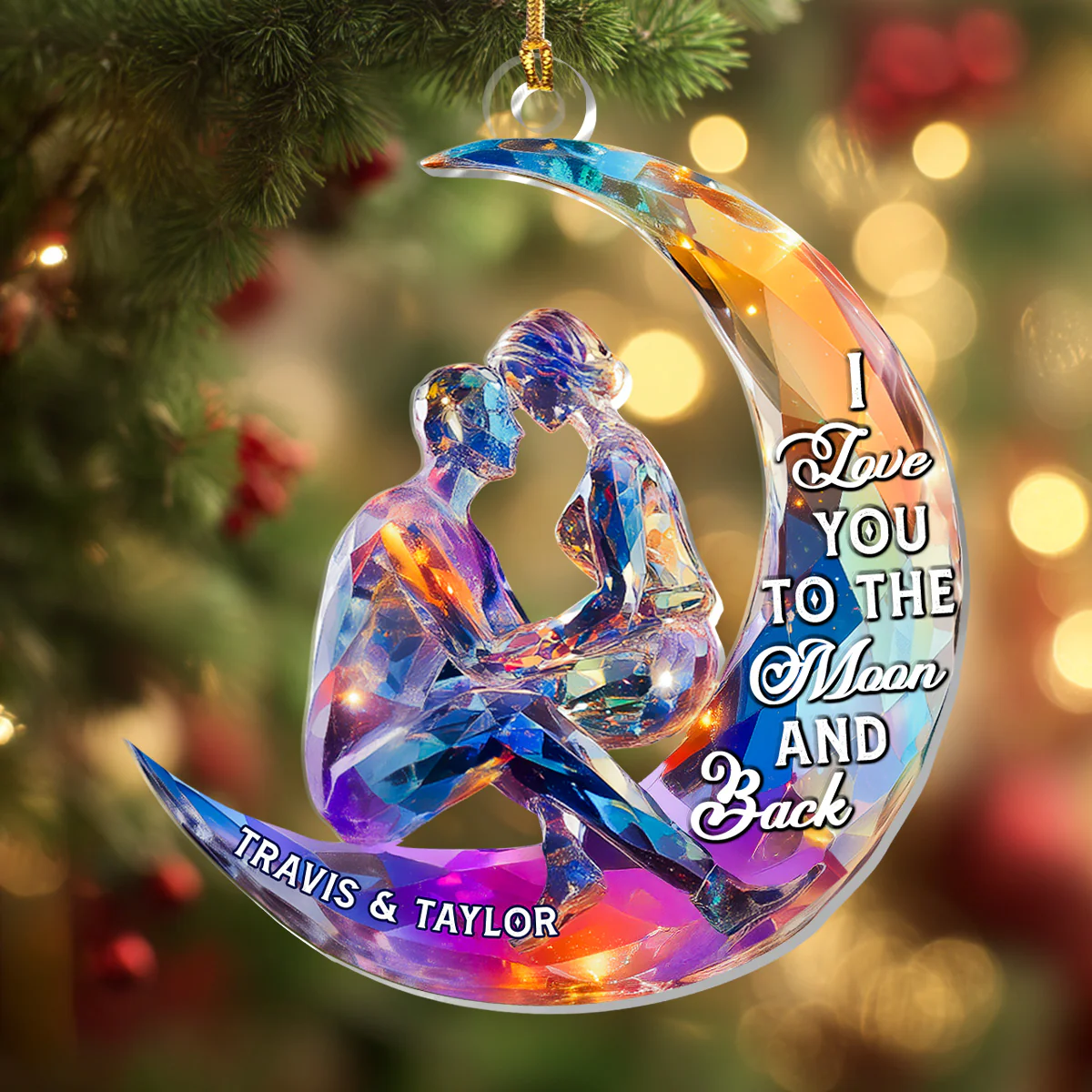 Love You To The Moon And Back - Personalized 1-Layer Acrylic Ornament - Image 4