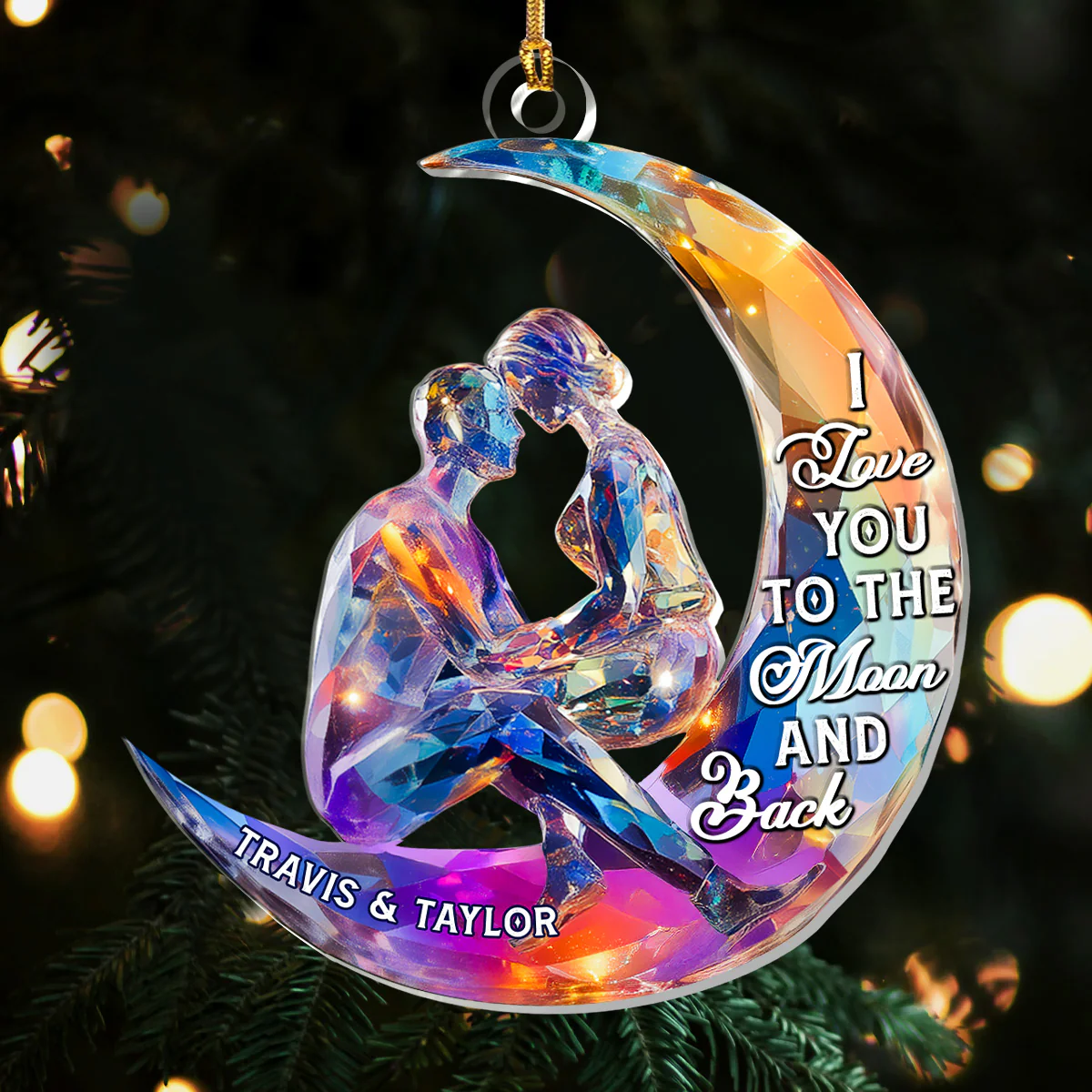 Love You To The Moon And Back - Personalized 1-Layer Acrylic Ornament - Image 5