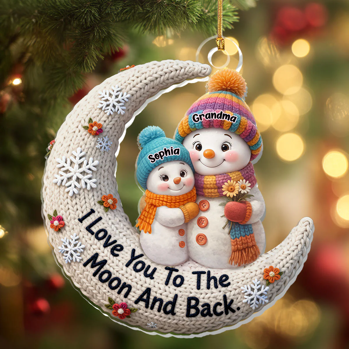 Love You To The Moon And Back - Personalized 1-Layer Acrylic Ornament - Image 4