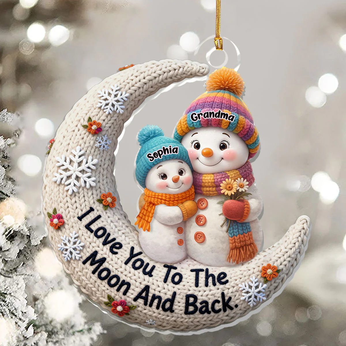 Love You To The Moon And Back - Personalized 1-Layer Acrylic Ornament - Image 5