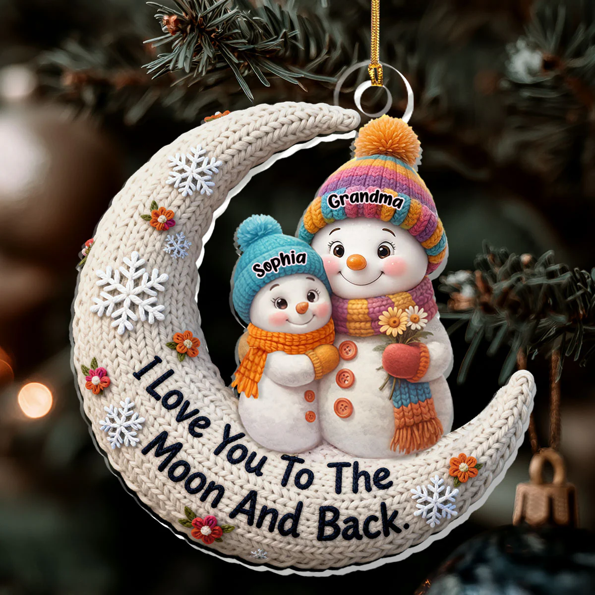 Love You To The Moon And Back - Personalized 1-Layer Acrylic Ornament - Image 6