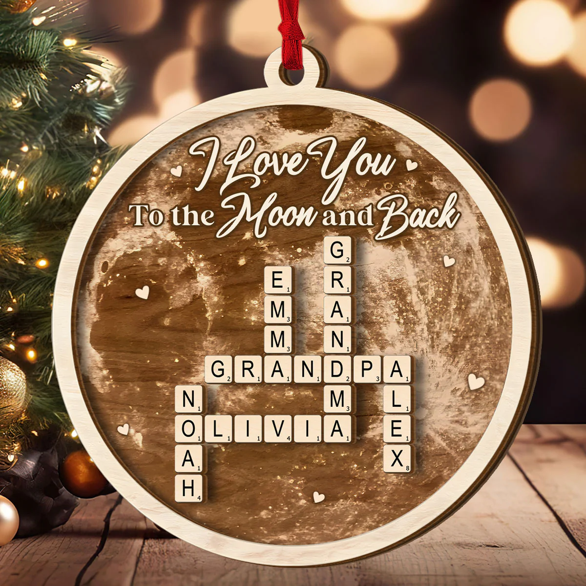 Love You To The Moon And Back - Personalized 2-Layered Wooden Ornament