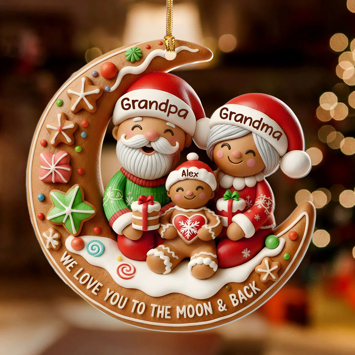 Love You To The Moon - Personalized 1-Layer Acrylic Ornament - Image 2