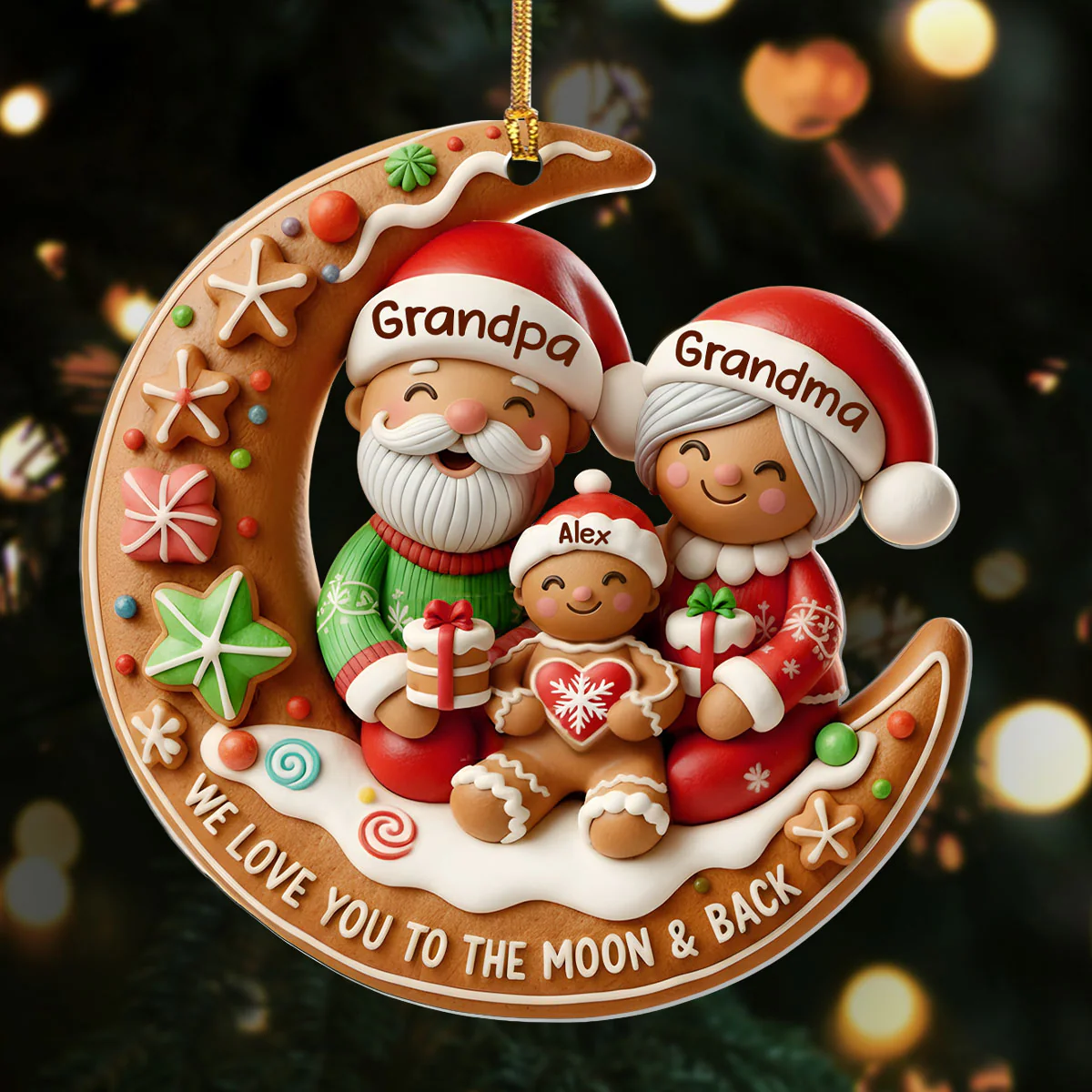 Love You To The Moon - Personalized 1-Layer Acrylic Ornament - Image 3