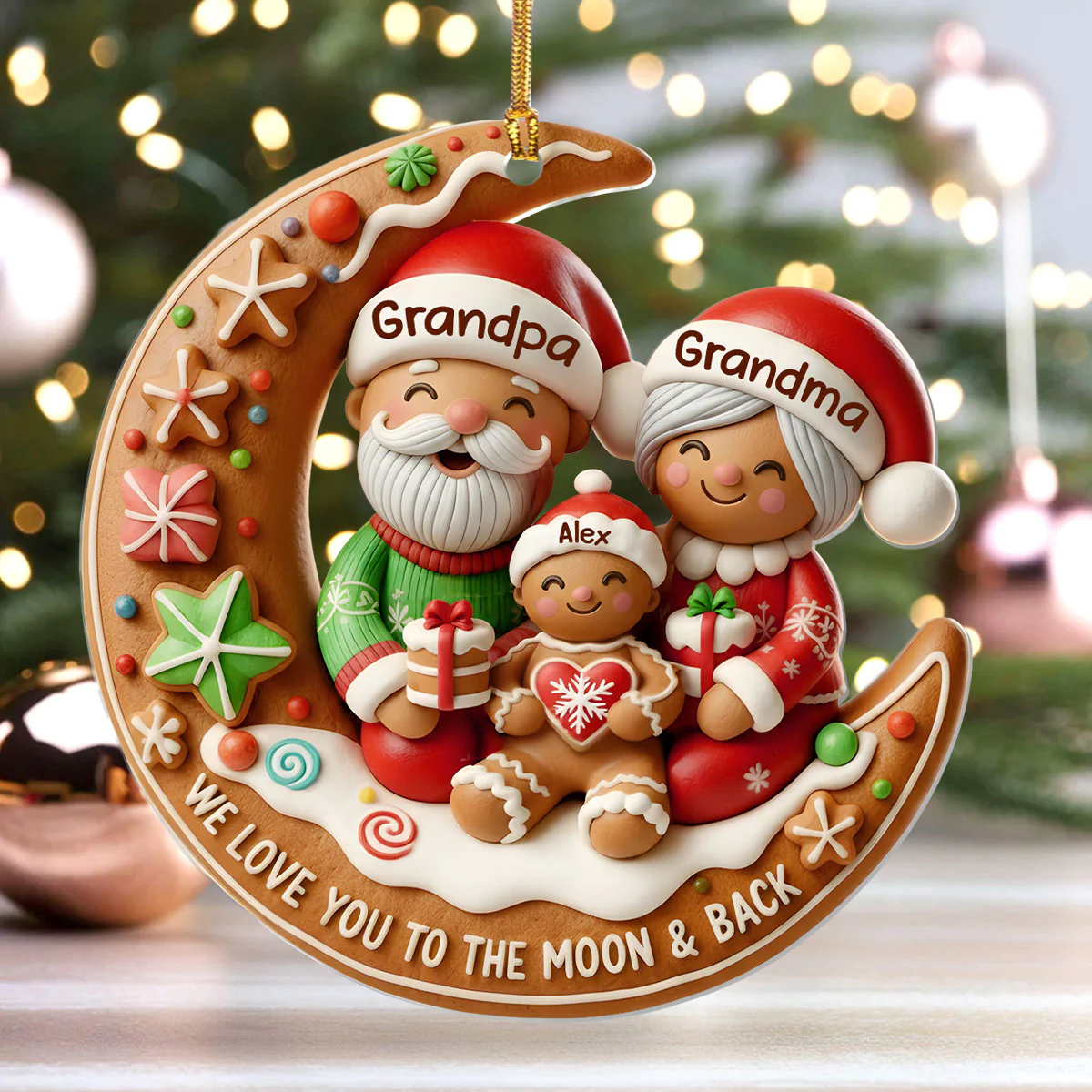 Love You To The Moon - Personalized 1-Layer Acrylic Ornament - Image 4