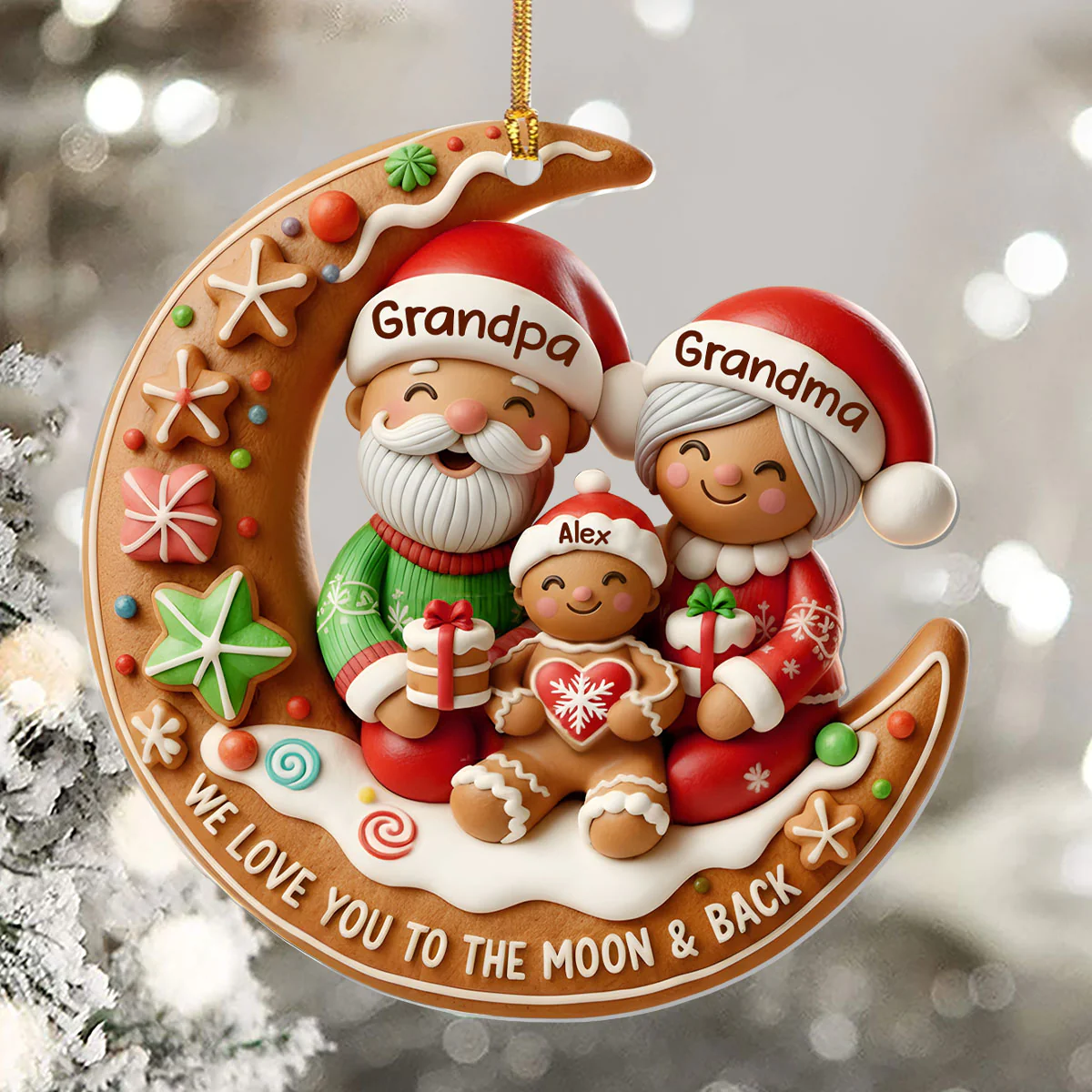 Love You To The Moon - Personalized 1-Layer Acrylic Ornament - Image 5