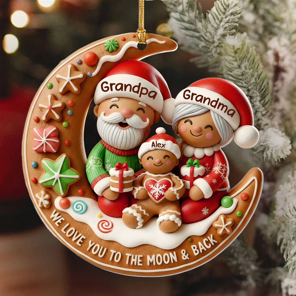 Love You To The Moon - Personalized 1-Layer Acrylic Ornament - Image 6