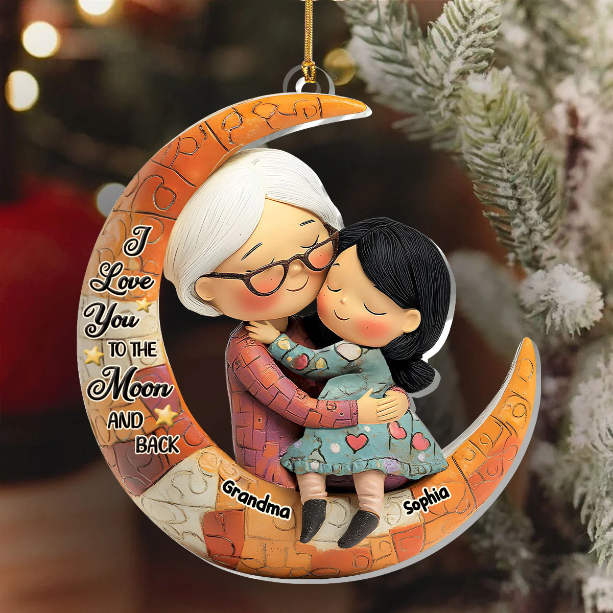 Love You To The Moon - Personalized 1-Layer Acrylic Ornament - Image 6
