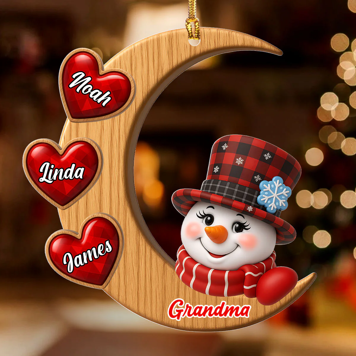 Lovely Snowman Grandma - Personalized 1-Layer Acrylic Ornament - Image 2