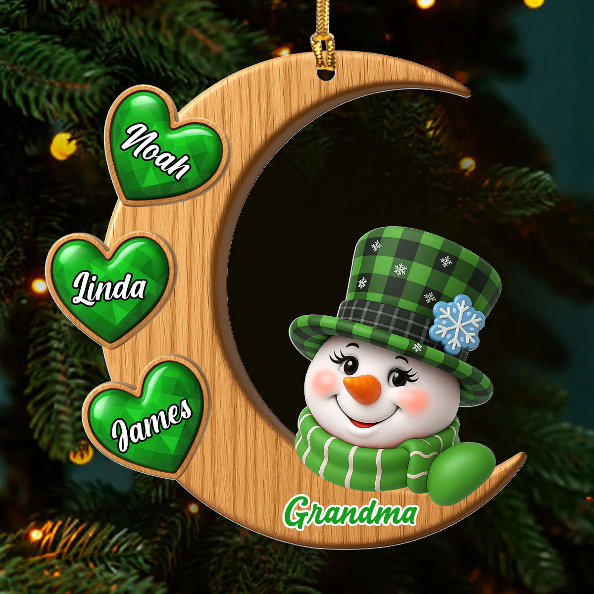 Lovely Snowman Grandma - Personalized 1-Layer Acrylic Ornament - Image 3