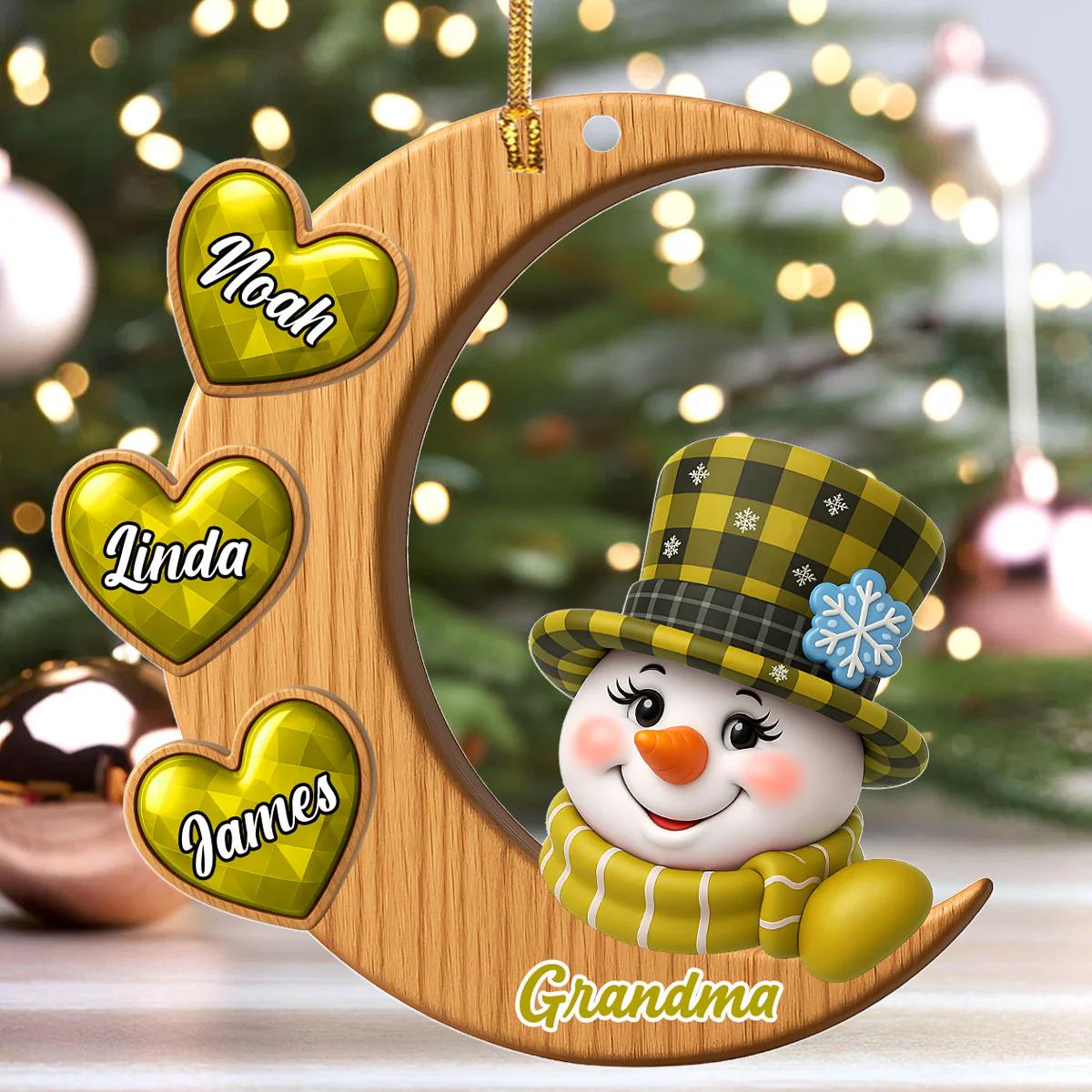Lovely Snowman Grandma - Personalized 1-Layer Acrylic Ornament - Image 4