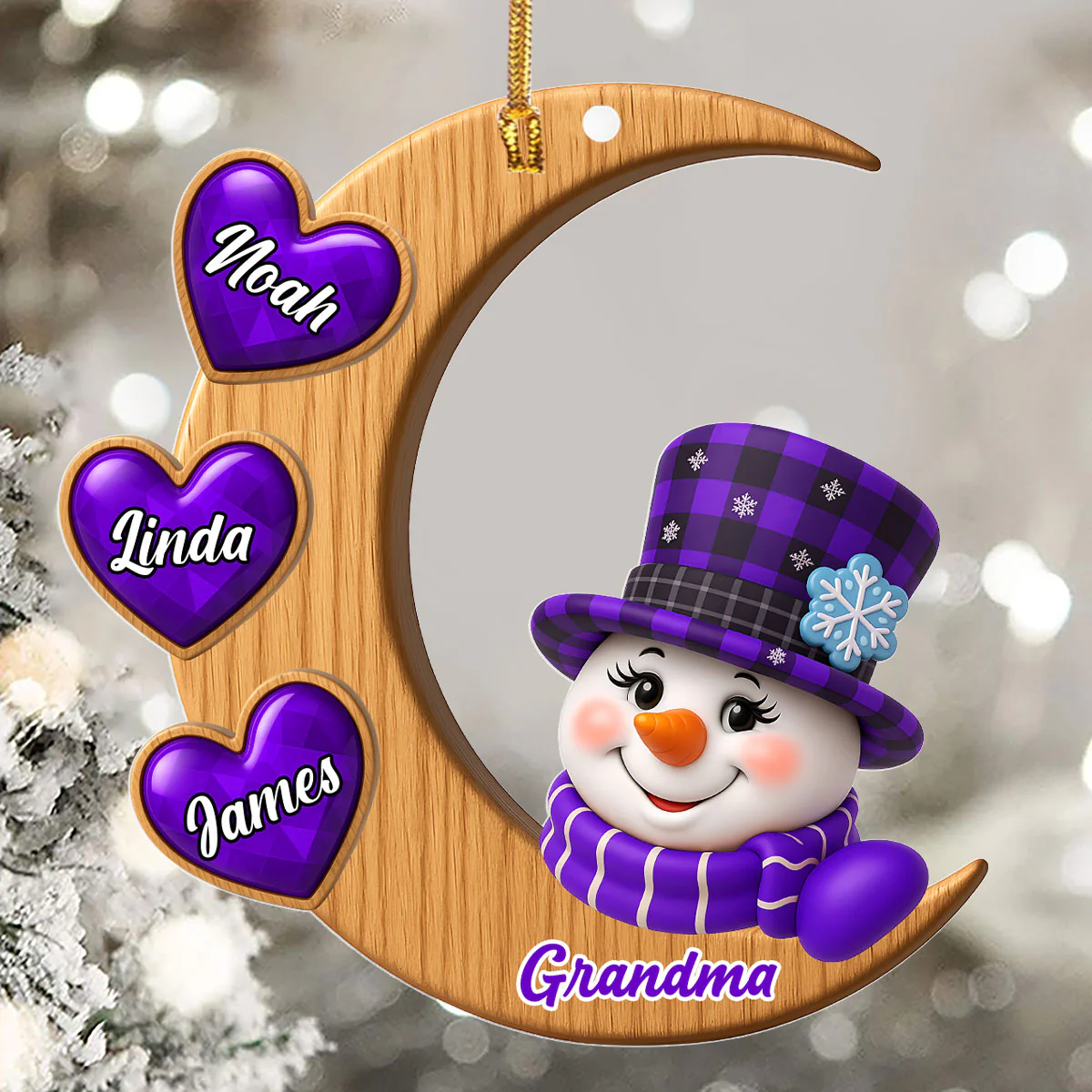 Lovely Snowman Grandma - Personalized 1-Layer Acrylic Ornament - Image 5