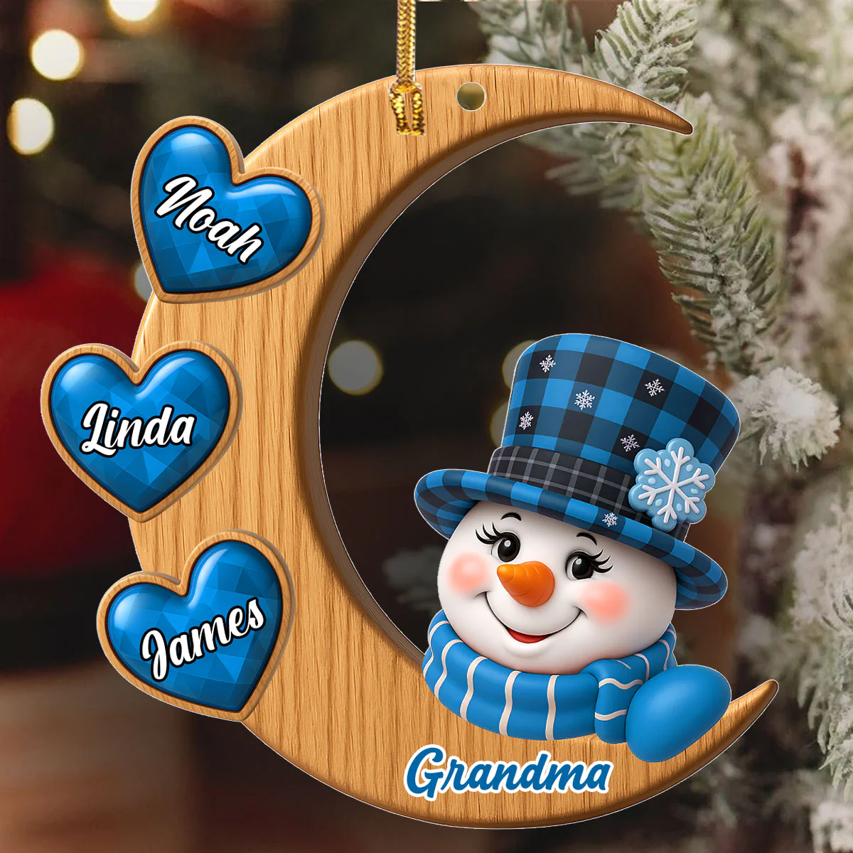 Lovely Snowman Grandma - Personalized 1-Layer Acrylic Ornament - Image 6