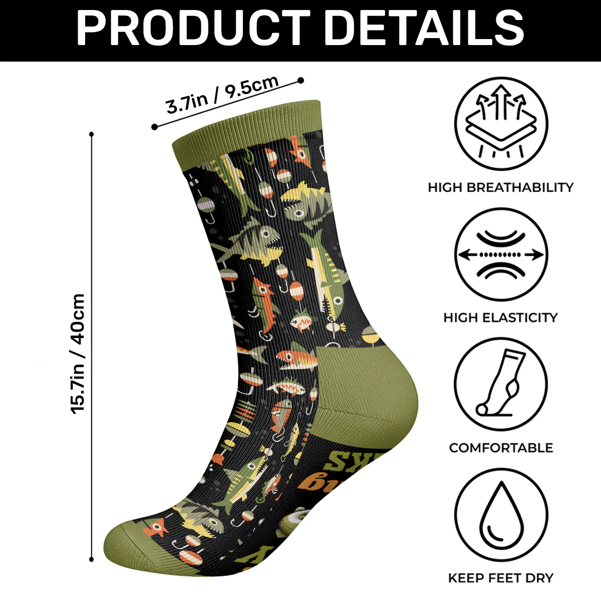 Lucky Fishing Socks - Personalized Custom Socks - Image 6