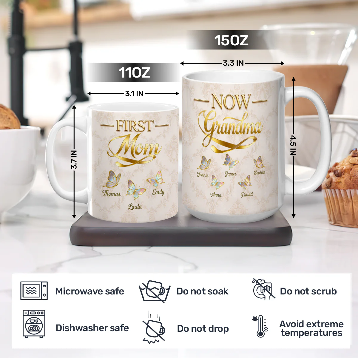 Made Of Love For Grandma - Personalized Ceramic Coffee Mug - Image 4