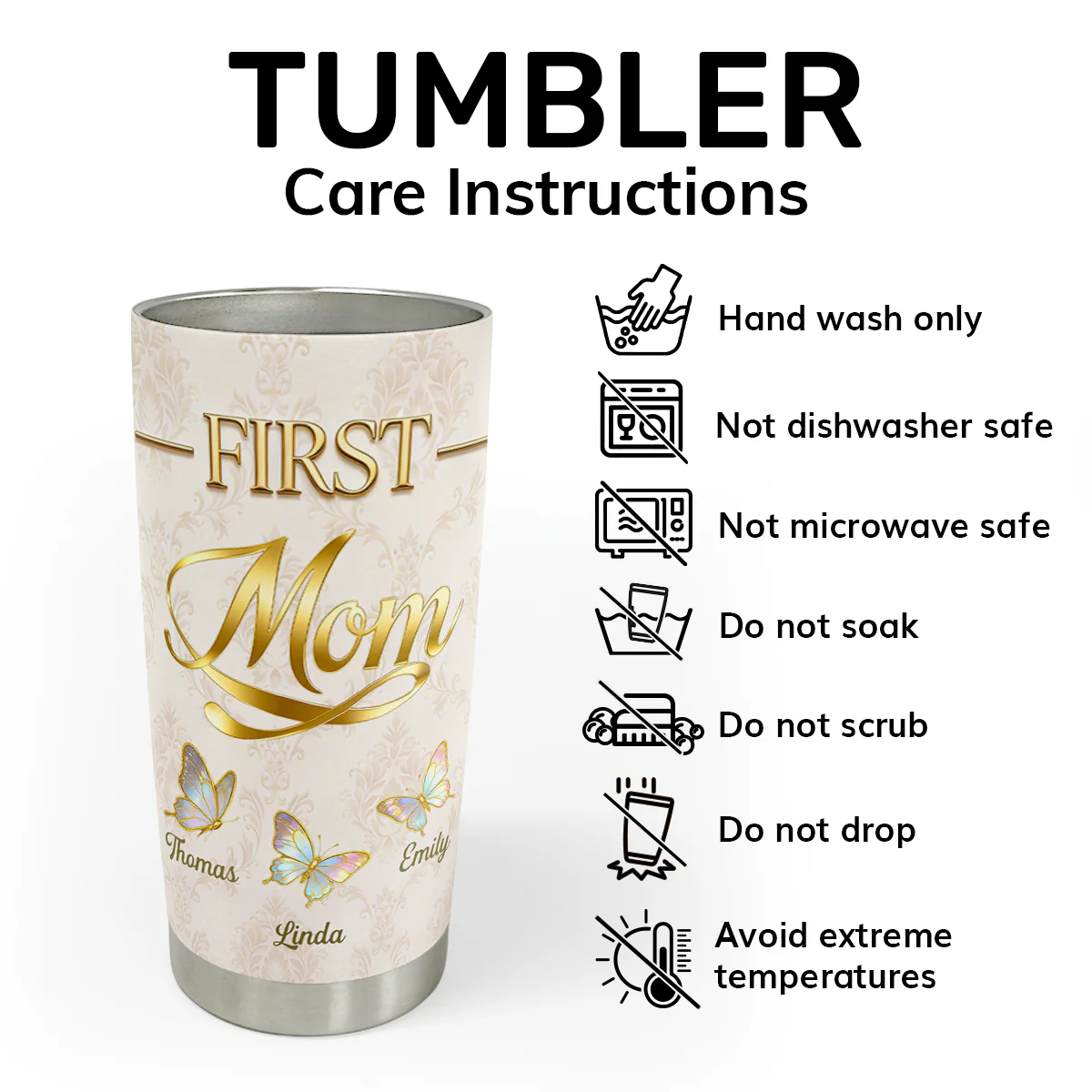 Made Of Love For Grandma - Personalized Stainless Steel Tumbler - Image 5