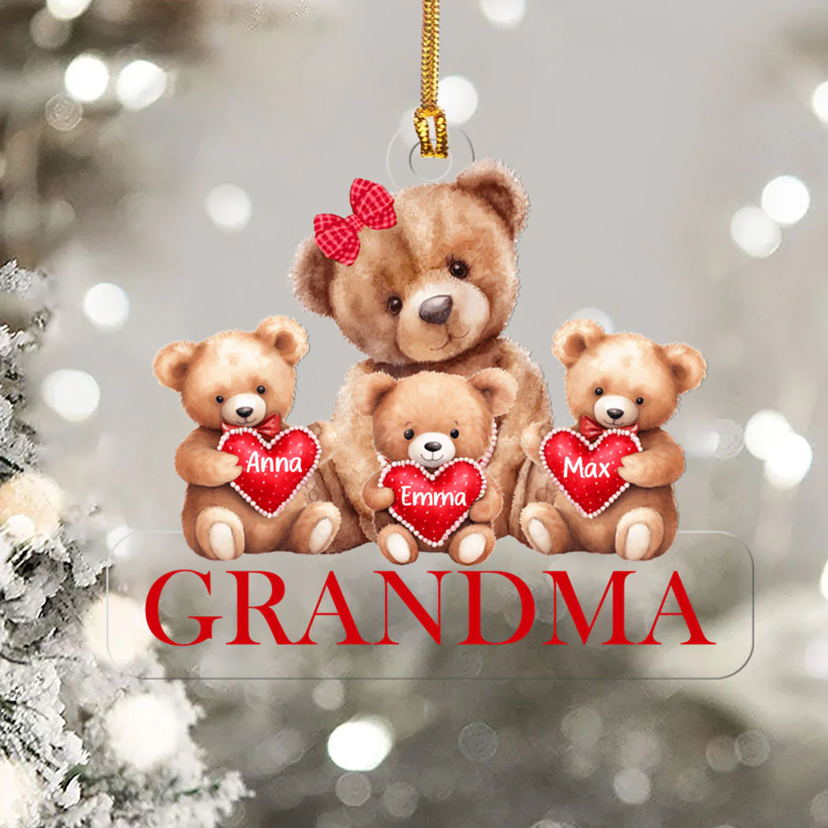 Mama Bear With Little Kids - Personalized 1-Layer Acrylic Ornament - Image 5