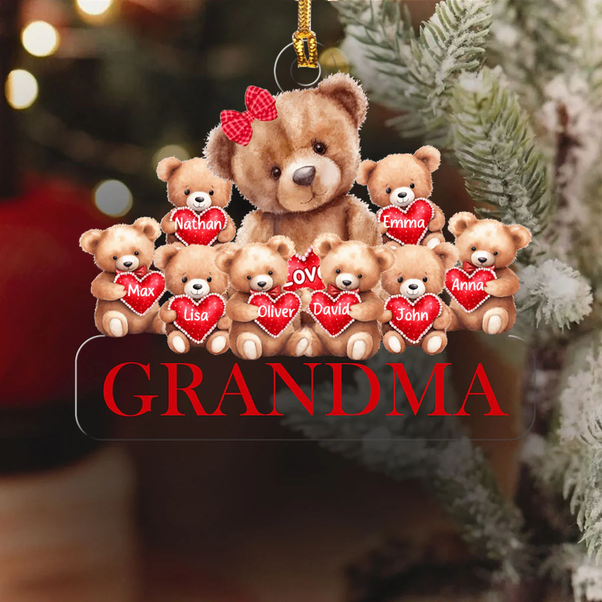 Mama Bear With Little Kids - Personalized 1-Layer Acrylic Ornament - Image 6