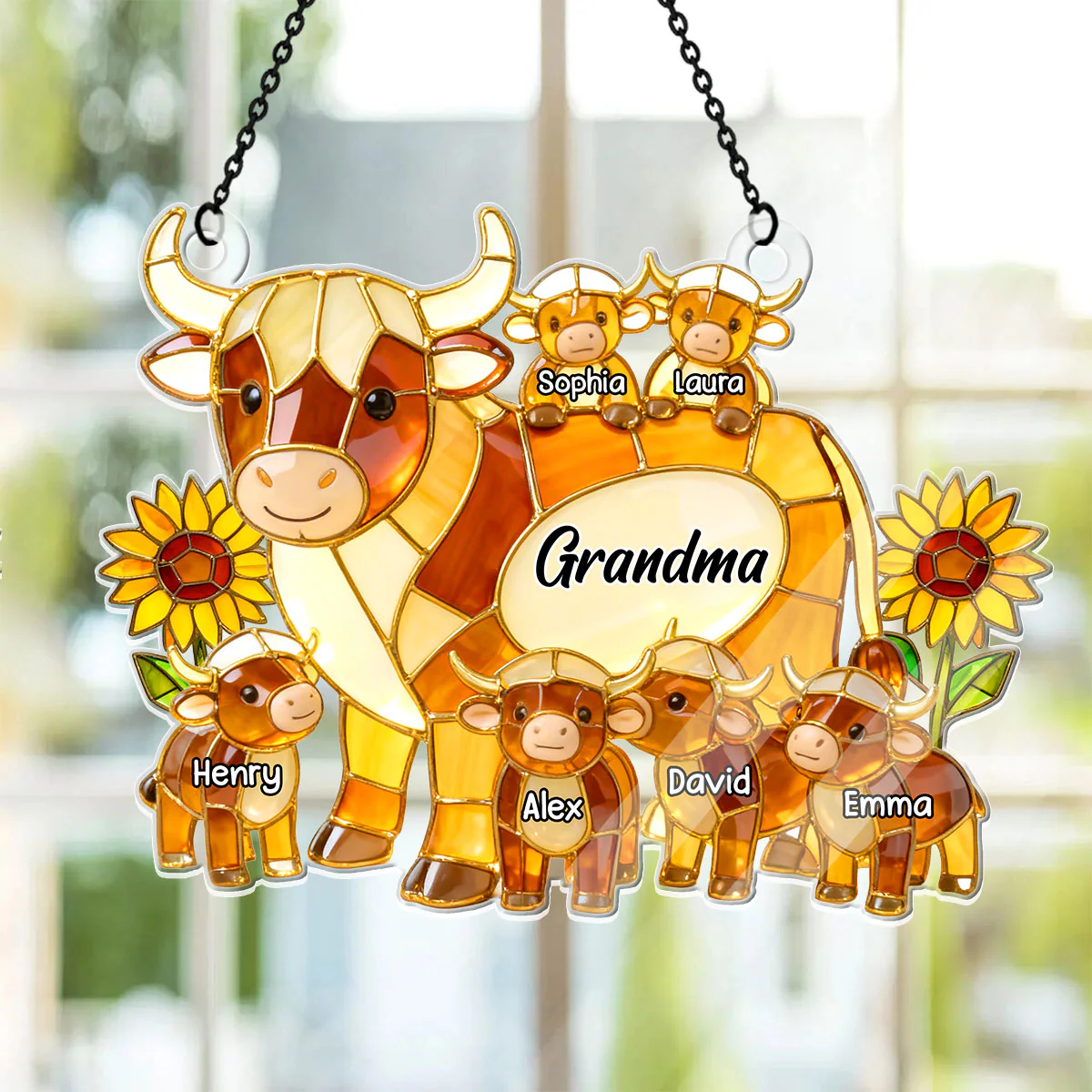 Mama Cow Gift For Mom Grandma  - Personalized Acrylic Suncatcher - Image 2