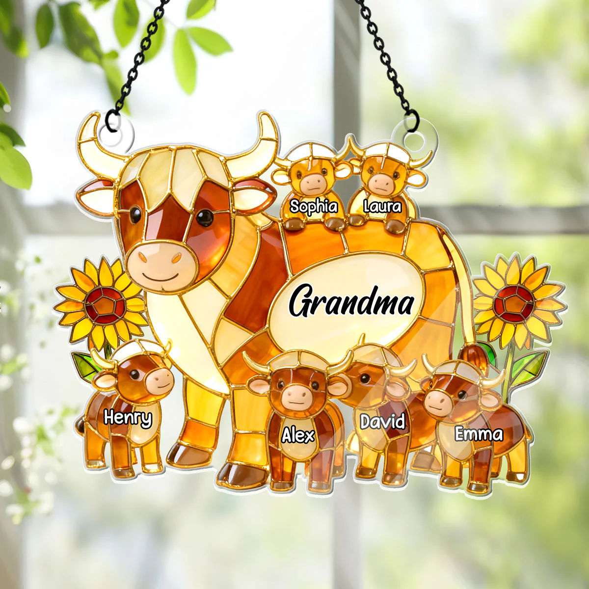 Mama Cow Gift For Mom Grandma  - Personalized Acrylic Suncatcher - Image 4