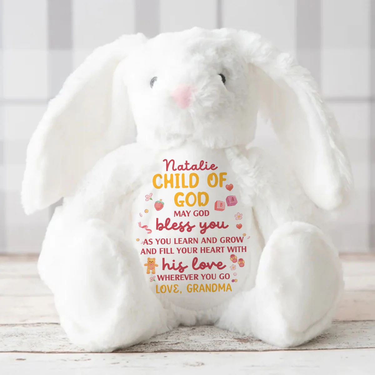 May God Bless You Bunny - Personalized Stuffed Bunny - Image 3
