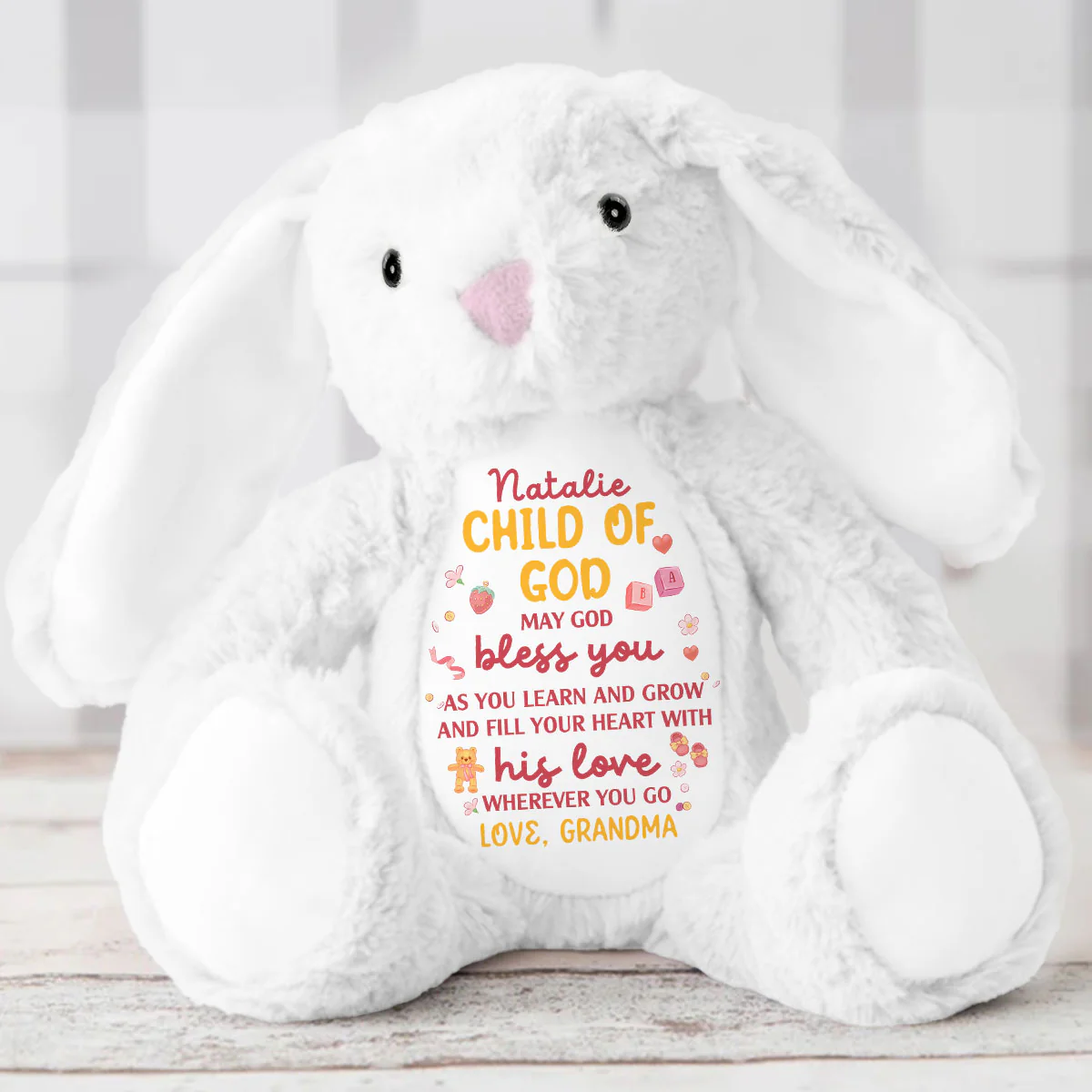 May God Bless You Bunny - Personalized Stuffed Bunny - Image 5