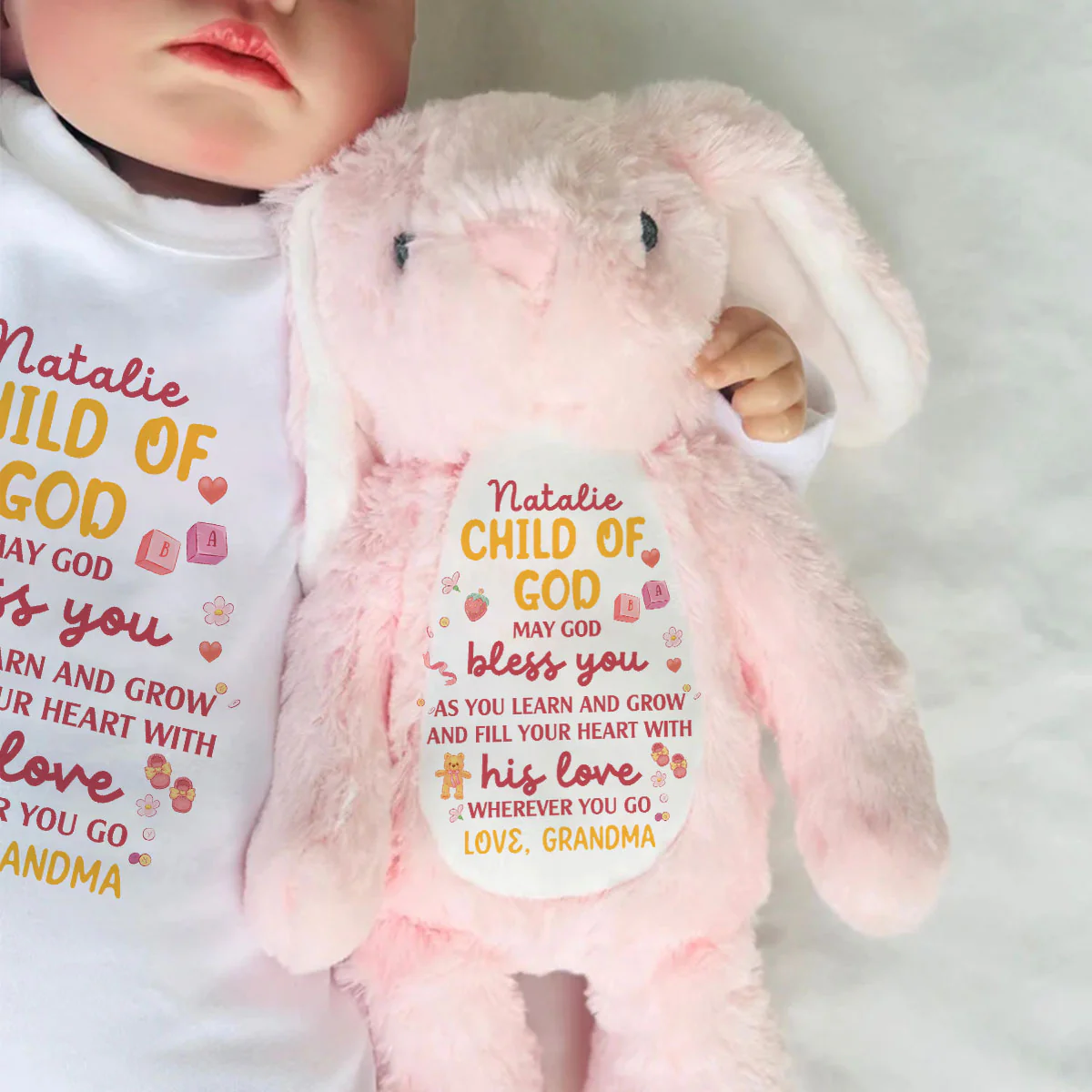 May God Bless You Bunny - Personalized Stuffed Bunny - Image 6