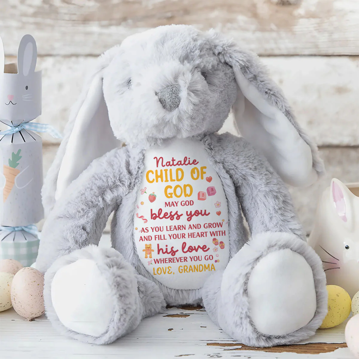 May God Bless You Bunny - Personalized Stuffed Bunny - Image 8