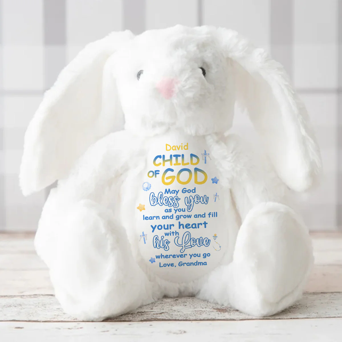 May God Bless You - Personalized Stuffed Bunny - Image 3