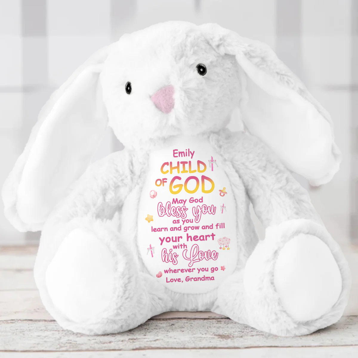 May God Bless You - Personalized Stuffed Bunny - Image 5