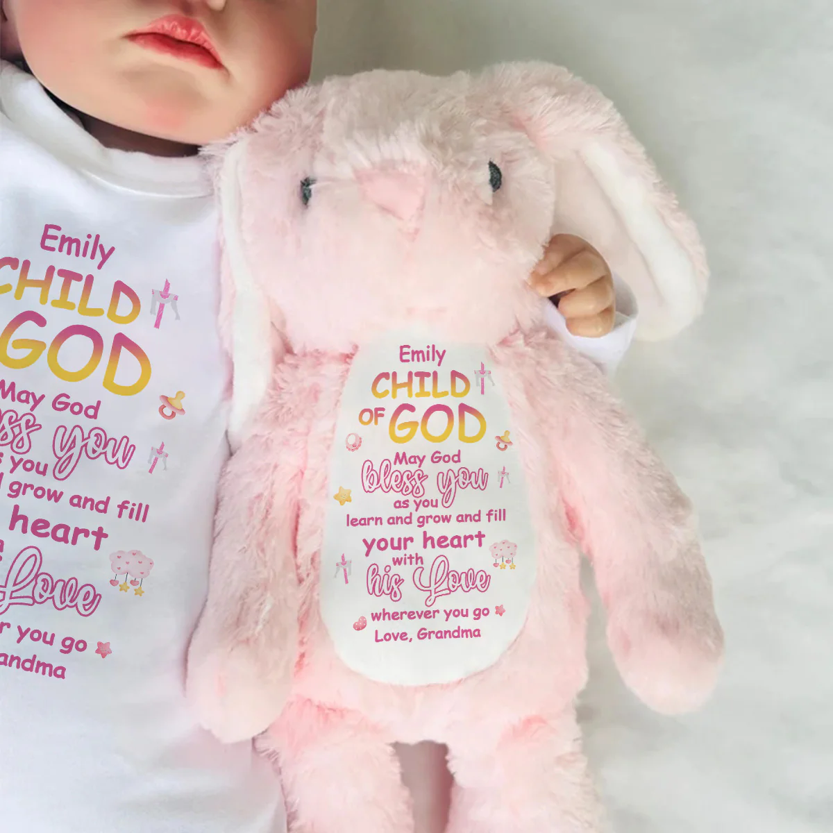 May God Bless You - Personalized Stuffed Bunny - Image 6