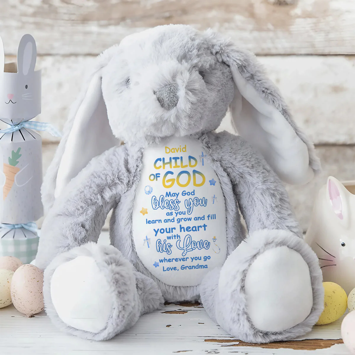 May God Bless You - Personalized Stuffed Bunny - Image 8