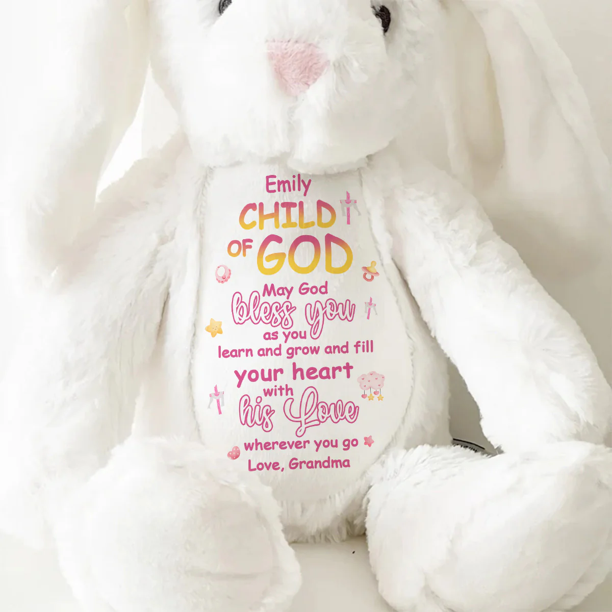 May God Bless You - Personalized Stuffed Bunny - Image 9
