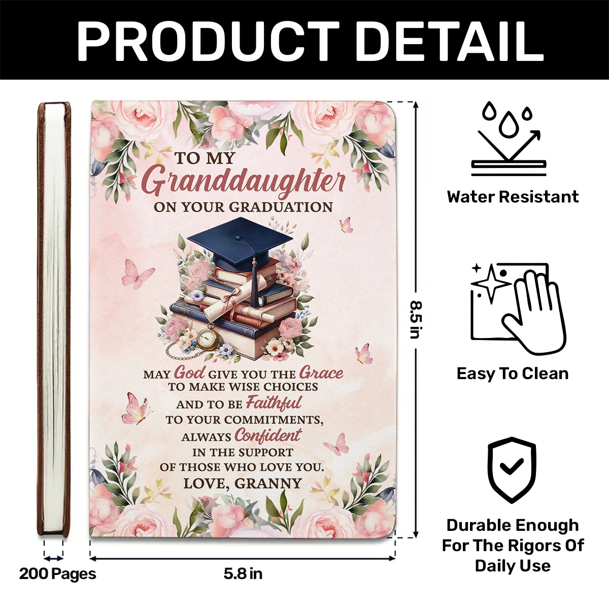 May God Give You The Grace - Personalized Leather Cover Notebook - Image 6