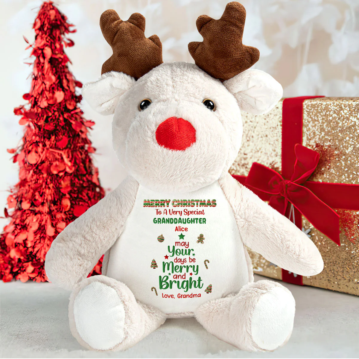 May Your Days Be Merry And Bright - Personalized Stuffed Reindeer - Image 6