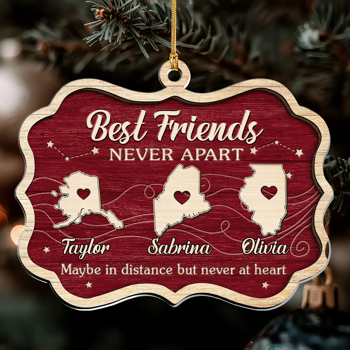 Maybe In Distance But Never At Heart - Personalized 1-Layer Acrylic Ornament - Image 6