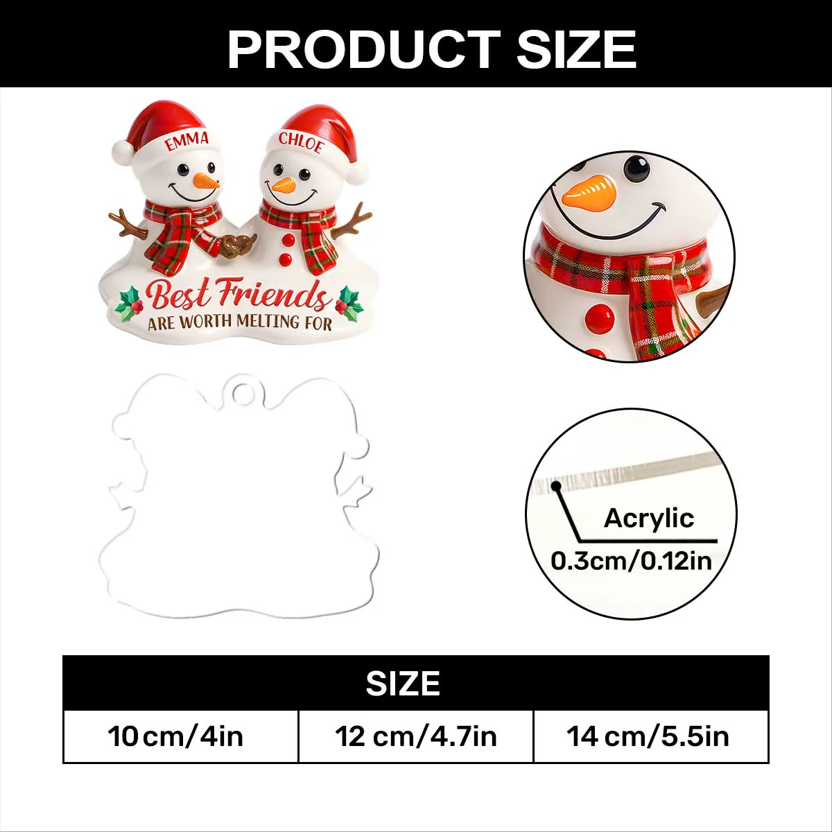 Melting Friendship - Personalized 1-Layer Acrylic Ornament - Image 7