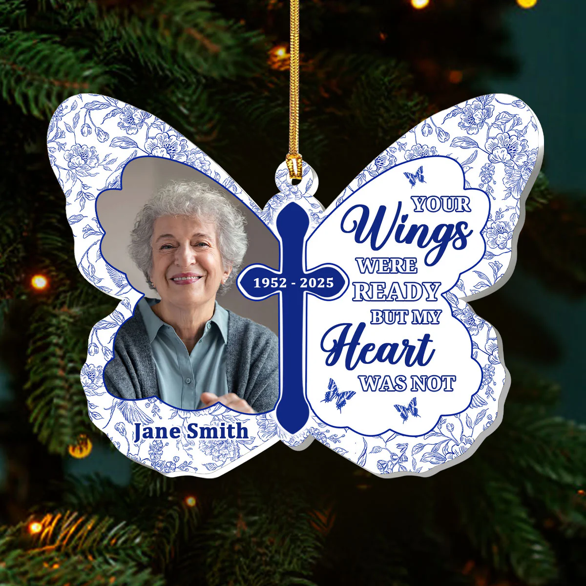 Memorial Butterfly Your Wings Were Ready - Personalized 1-Layer Acrylic Ornament - Image 3