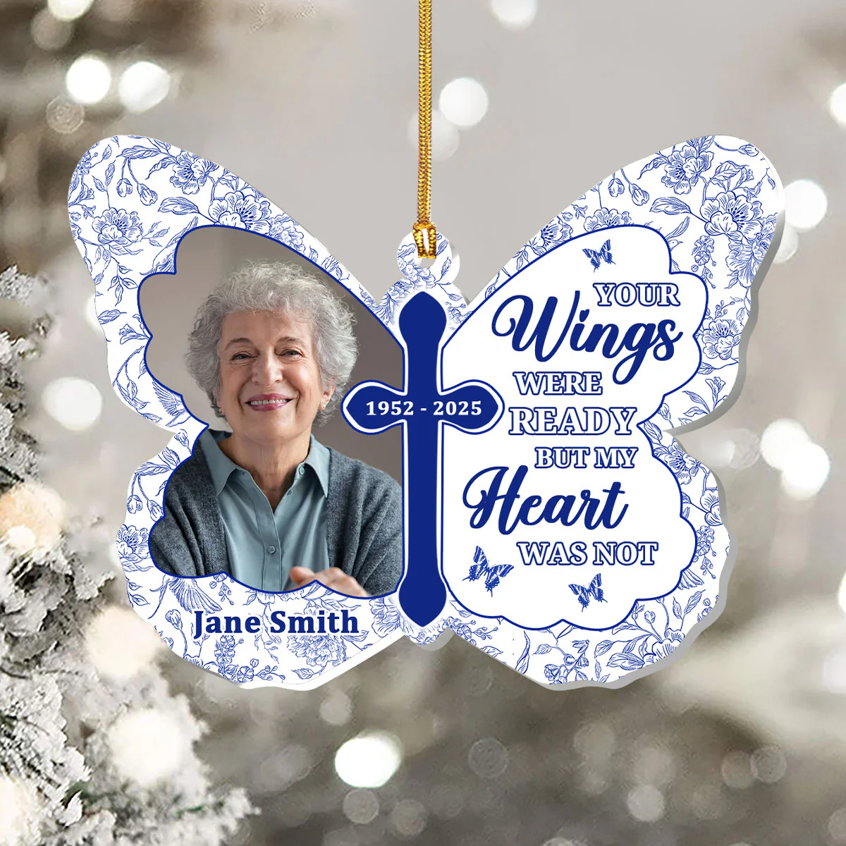 Memorial Butterfly Your Wings Were Ready - Personalized 1-Layer Acrylic Ornament - Image 5