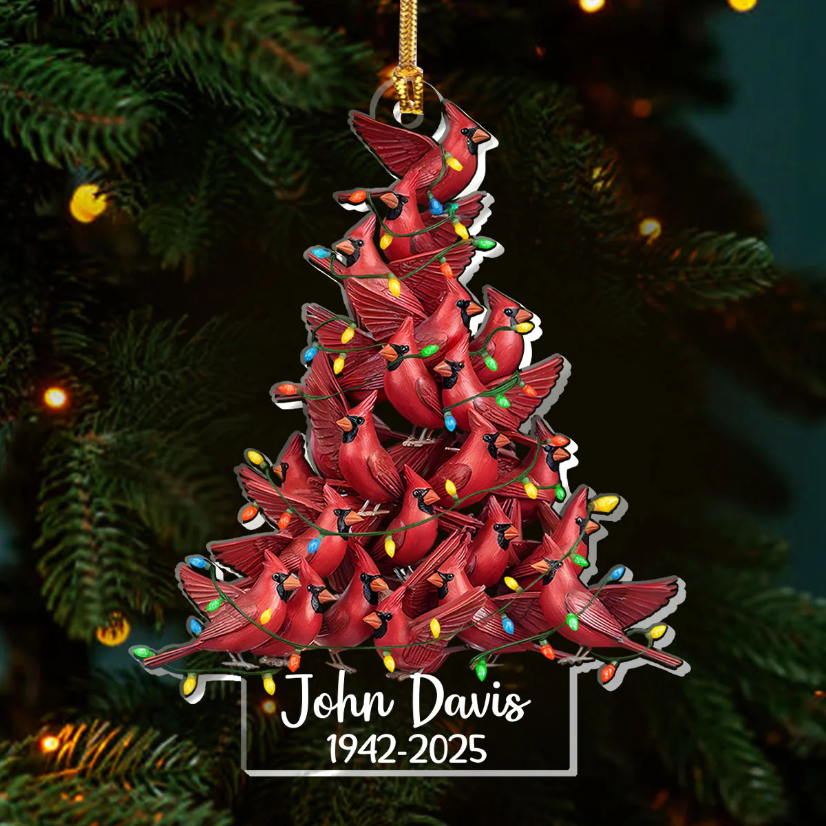 Memorial Cardinals - Personalized 1-Layer Acrylic Ornament - Image 3