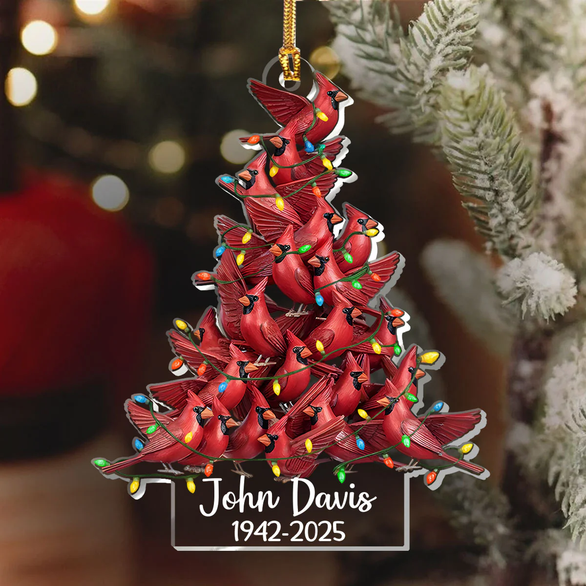 Memorial Cardinals - Personalized 1-Layer Acrylic Ornament - Image 6