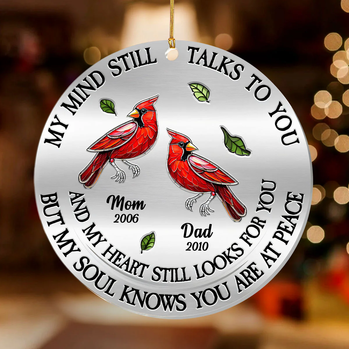 Memorial My Mind Still Talks To You - Personalized 1-Layer Acrylic Ornament - Image 2