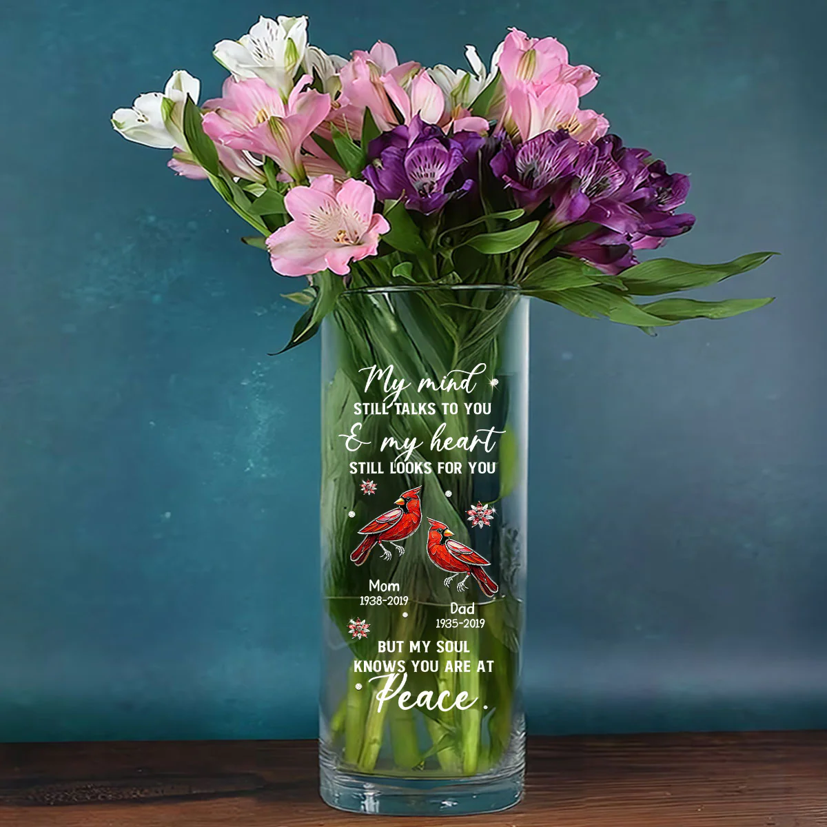 Memorial My Mind Still Talks To You - Personalized Glass Vase - Image 3