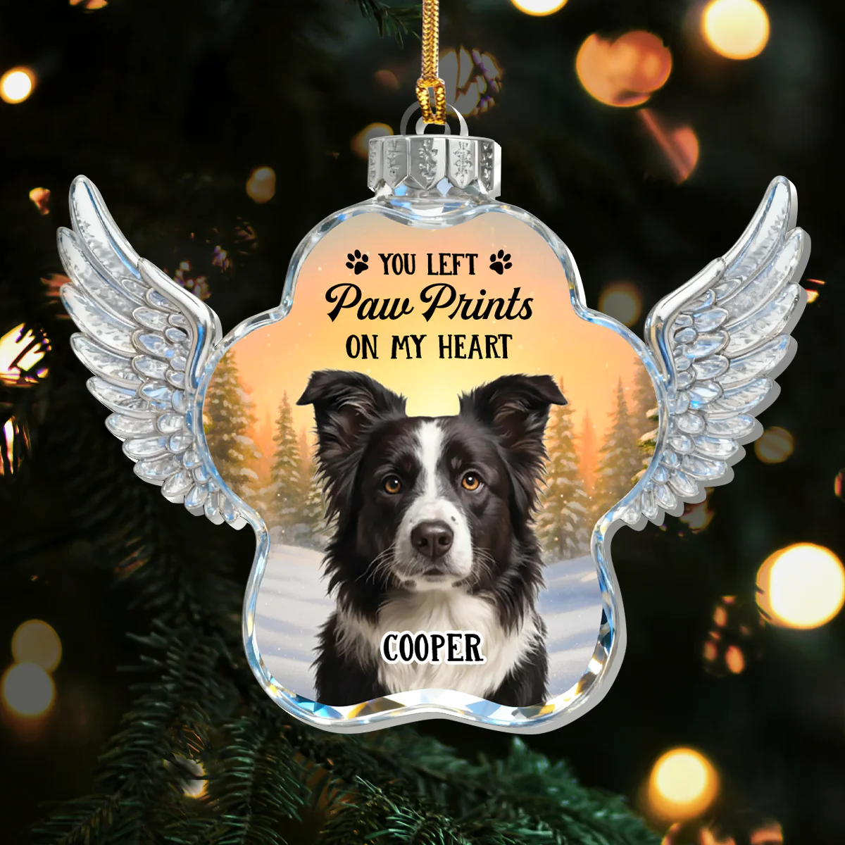 Memorial Paw Wings - Personalized 1-Layer Acrylic Ornament