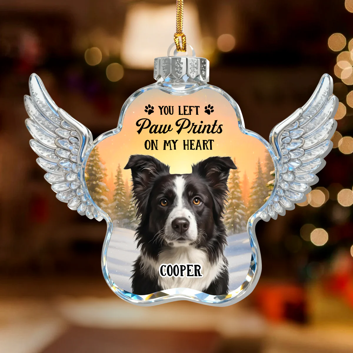 Memorial Paw Wings - Personalized 1-Layer Acrylic Ornament - Image 2