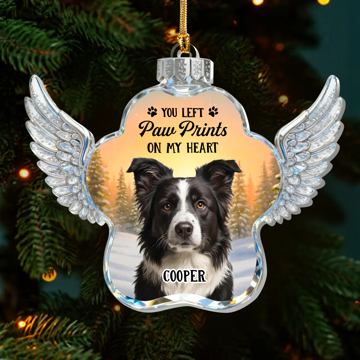 Memorial Paw Wings - Personalized 1-Layer Acrylic Ornament - Image 3