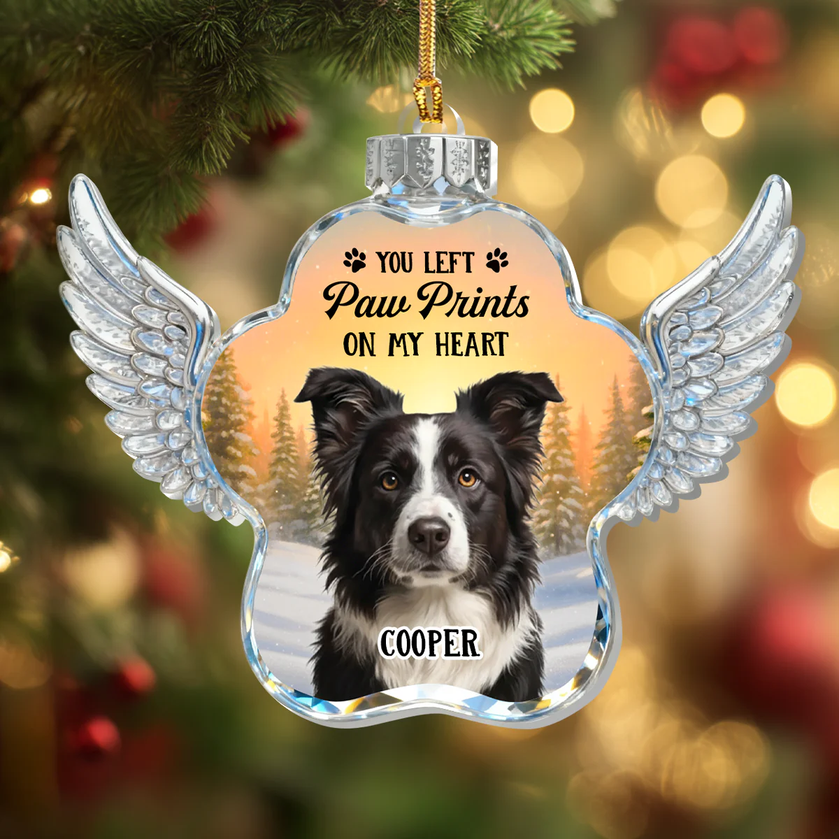Memorial Paw Wings - Personalized 1-Layer Acrylic Ornament - Image 4